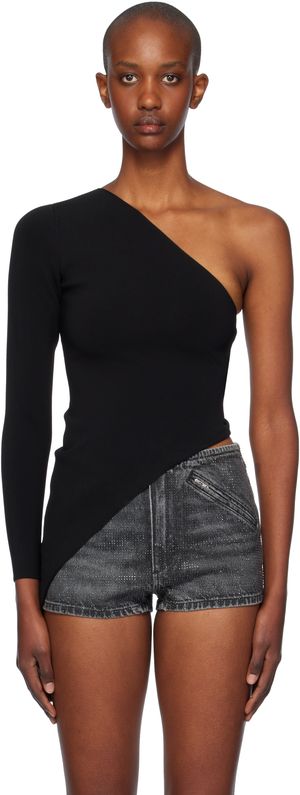 Alexander Wang Black Asymmetric Long-Sleeve Top