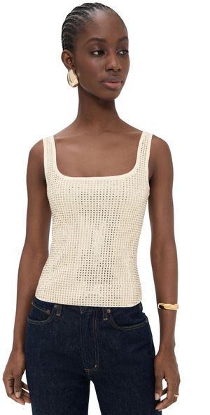 Retrofête Marzia Embellished Top Winter White/Champagne XS