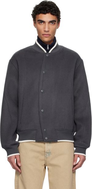 Axel Arigato Gray Typo Varsity Bomber Jacket