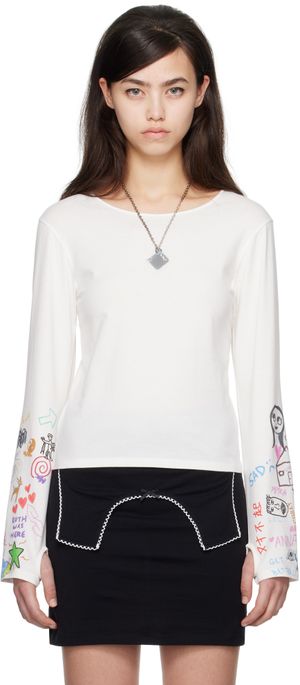 I'm Sorry by Petra Collins SSENSE Exclusive White JennyFax Edition Long Sleeve T-shirt