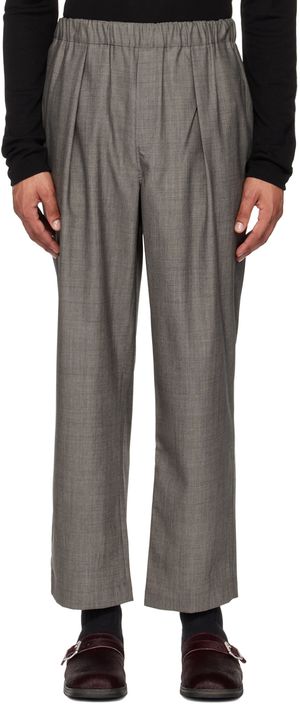 Róhe Gray Tapered Elasticated Pleated Trousers