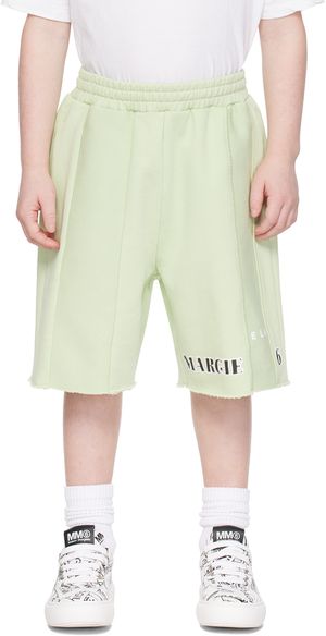 MM6 Maison Margiela Kids Green Printed Shorts