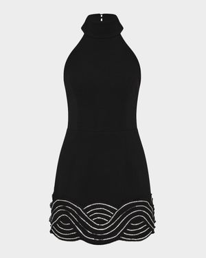 Bellatrix Low-Back Rhinestone Halter Mini Dress