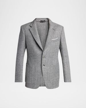 Men's Sharkskin Herringbone Double Splittable Jacket