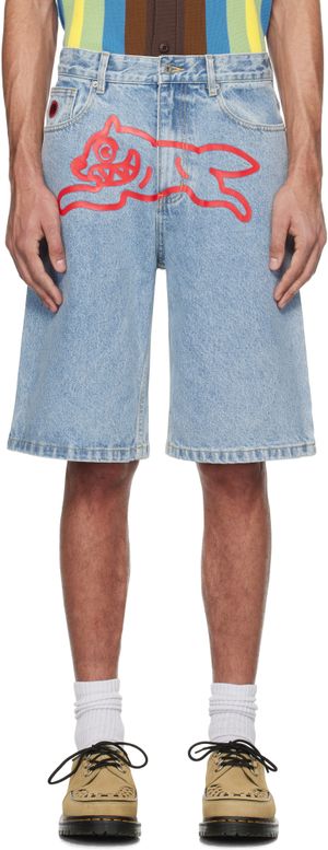 ICECREAM Blue Running Dog Denim Shorts