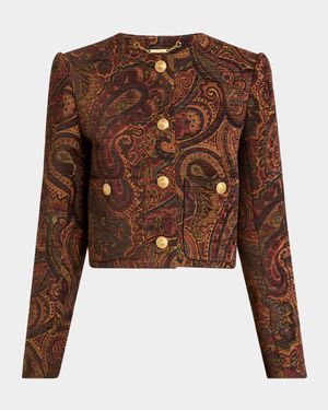 Paisley Velvet Single-Breasted Jacket