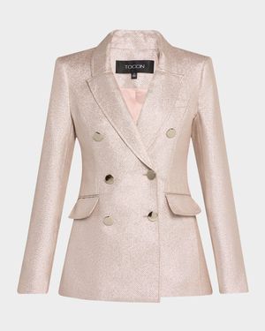 Mia Double-Breasted Metallic Blazer