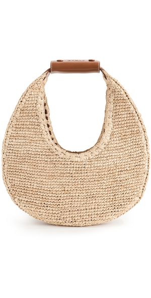 STAUD Moon Raffia Tote Bag Natural/Tan One Size