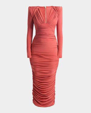 We're Not Us Ruched Midi Dress