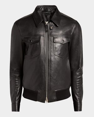 Men's Napa Leather Full-Zip Blouson Jacket