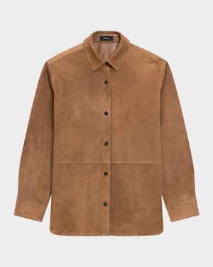 Long-Sleeve Suede Menswear Shirt