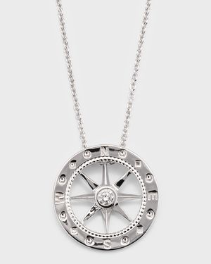 18K White Gold Compass Necklace