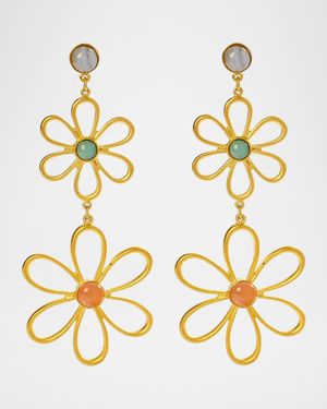 Hippie Flower & Bead Drop Earrings