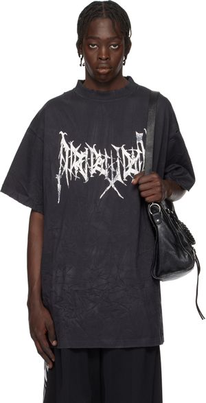 Balenciaga T-shirt surdimensionné noir à logos de style métal