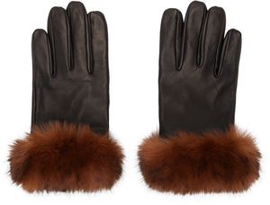 Ernest W. Baker Black Faux-Fur Trimming Gloves