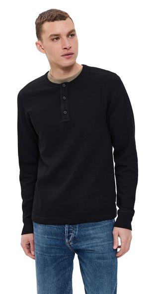 Reigning Champ Lightweight Waffle Standard Henley Black L