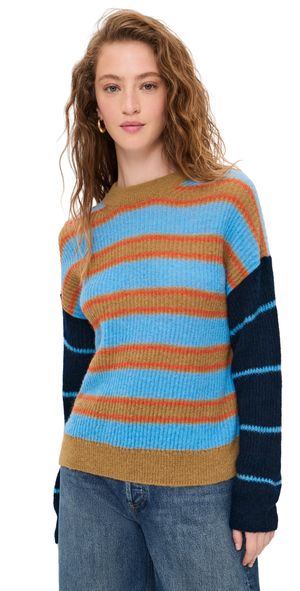 Closed Mixed Stripe Crew Neck Sweater Sky Blue XXS