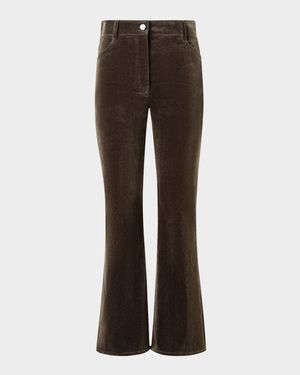 Cali Cropped Stretch Velvet Bootcut Pants