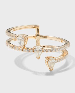 14k Asymmetrical 3-Drop Spiral Diamond Ring