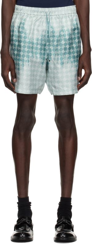 AMIRI Short bleu à motif dégradé et à quadrigrammes