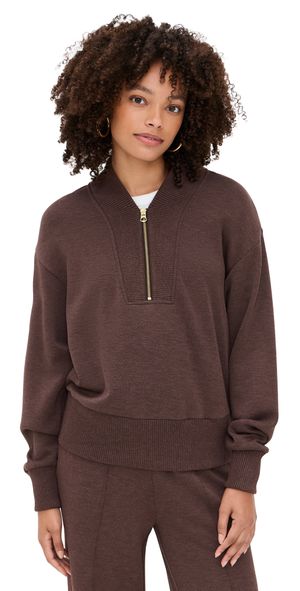Varley Sally Half Zip Sweatshirt Coffee Bean Marl M