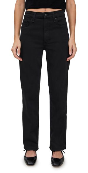 rag & bone Flexi Harlow Mid Rise Ankle Straight Jeans Black 25