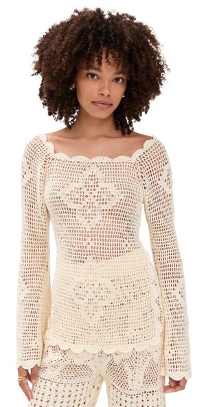 Agua Bendita Boh Handmade Crochet Top White L
