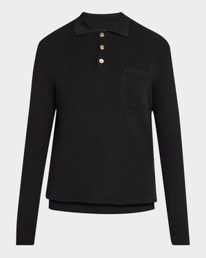 Men's Cotton Rib Knit Polo Sweater