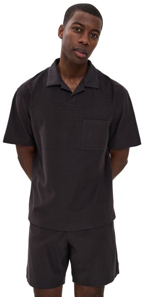 Theory Soft Terry Short Sleeve Polo Warm Carbon L