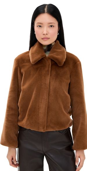 Theory Faux Fur Coat Wood S