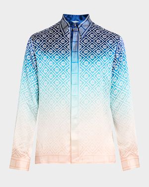 Men's Gradient Monogram Silk Sport Shirt