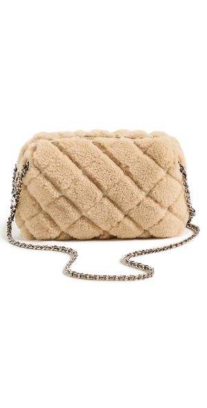Tory Burch Fleming Shearling Soft Crossbody Bag Potato/Toasted Sesame One Size