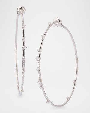 18k White Gold Diamond Hoop Earrings