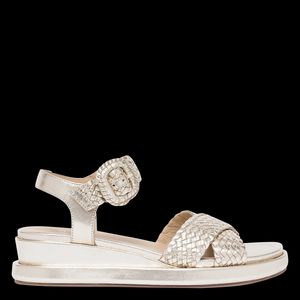 Bocage - Sandales plates en cuir tressé - Taille 41 - Doré