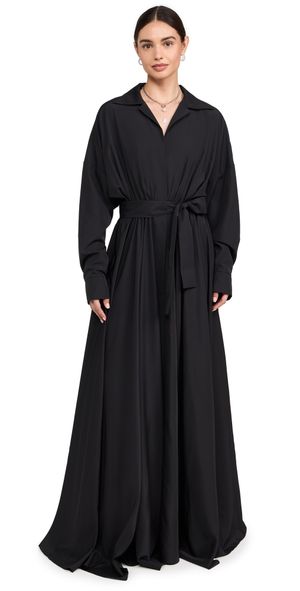 Norma Kamali Super Oversized Flared Boyfriend Neck Shirt Dress Black L