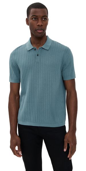 Theory Short Sleeve Cable Polo Dark Rainstorm XXL