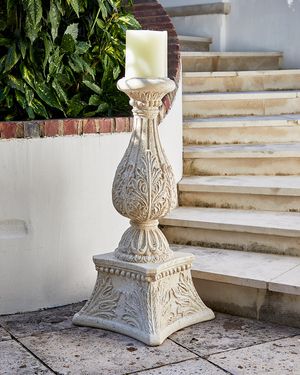 36" Outdoor Cast Stone Floor Candlestick