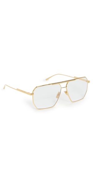 Bottega Veneta Aviator Sunglasses Gold/Transparent One Size