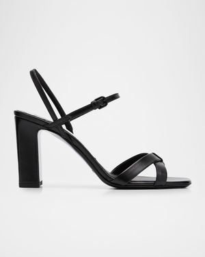 85mm Elsy Leather Block-Heel Sandals