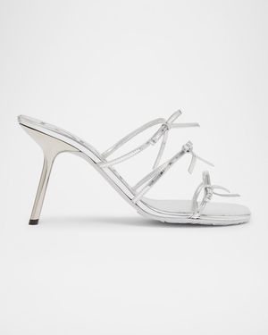 Petal Metallic Bows Slide Sandals