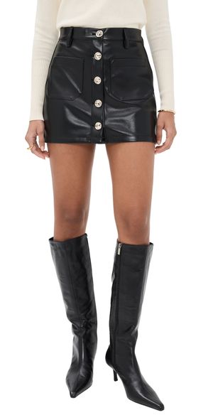 Favorite Daughter The Mimi Faux Leather Mini Skirt Raven 29