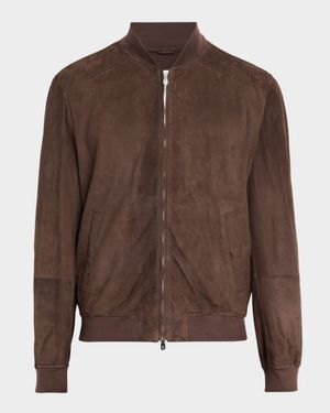 Men's Suede Full-Zip Bomber Jacket