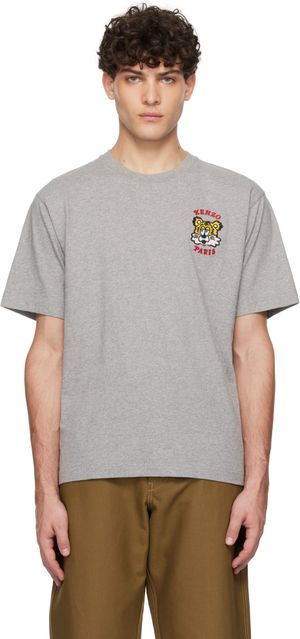 Kenzo T-shirt gris à image à logo brodée édition VERDY