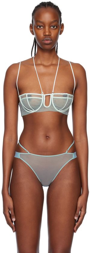 Nensi Dojaka SSENSE Exclusive Blue Triple Petal Bra