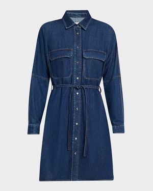 Balenio Cotton Denim Mini Shirtdress