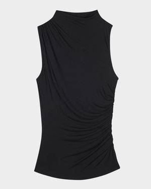 Christen Ruched Mock-Neck Blouse