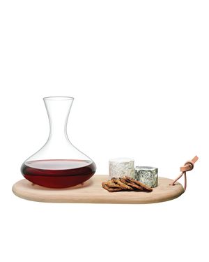 Carafe and Oak Cheese Board Set