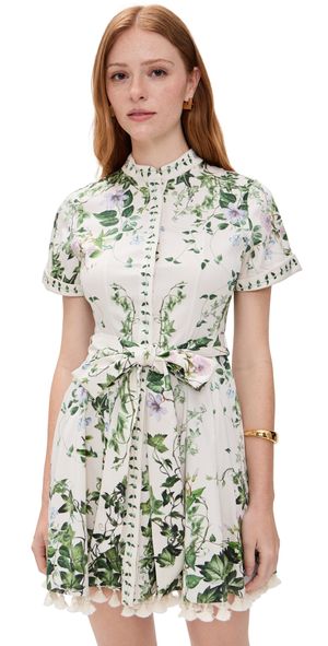 alice + olivia Lucy Rolled Sleeve Mini Shirt Dress Ivy Romance 14