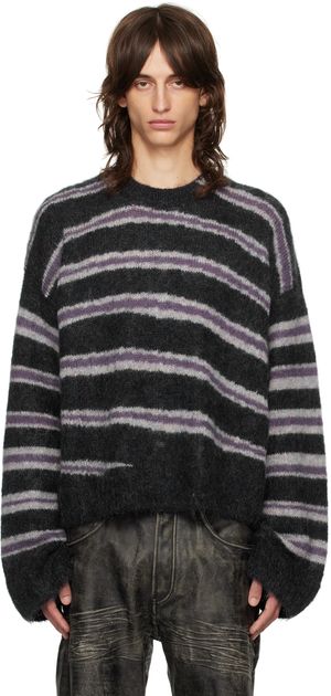 Acne Studios Pull gris et mauve à rayures