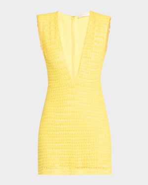 Lacey Beaded Deep V-Neck Mini Dress
